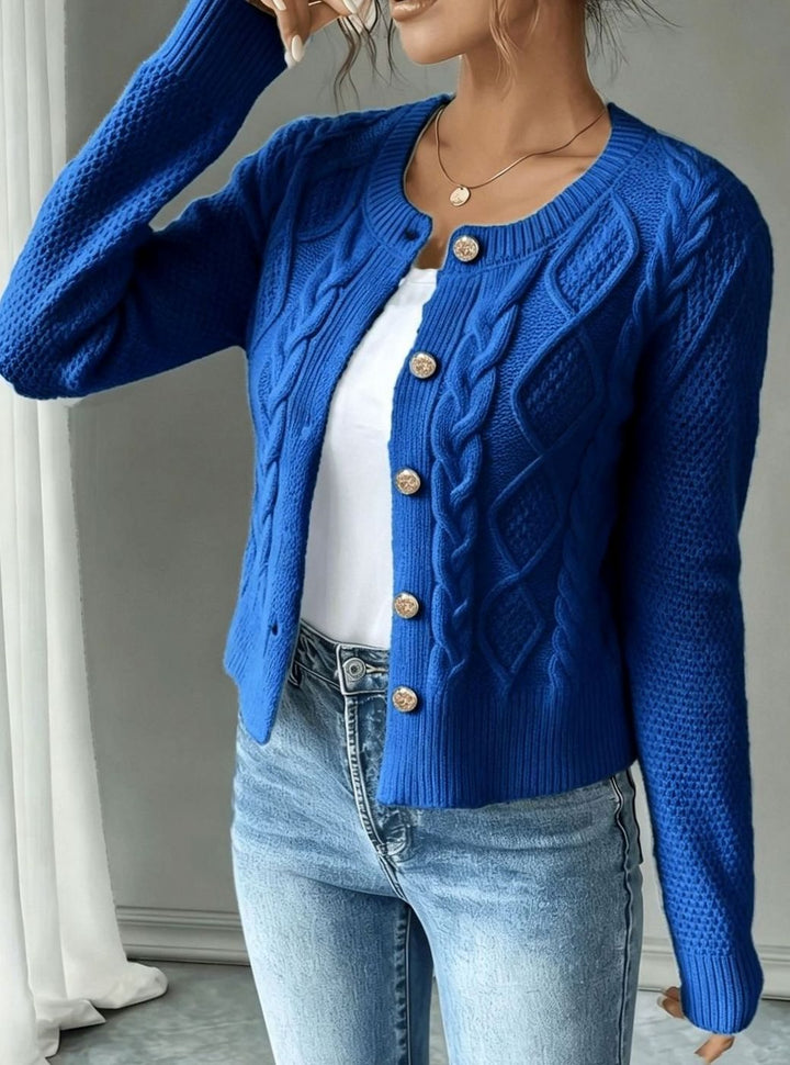 Women's Cable-Knit Button-Front Cropped Cardigan