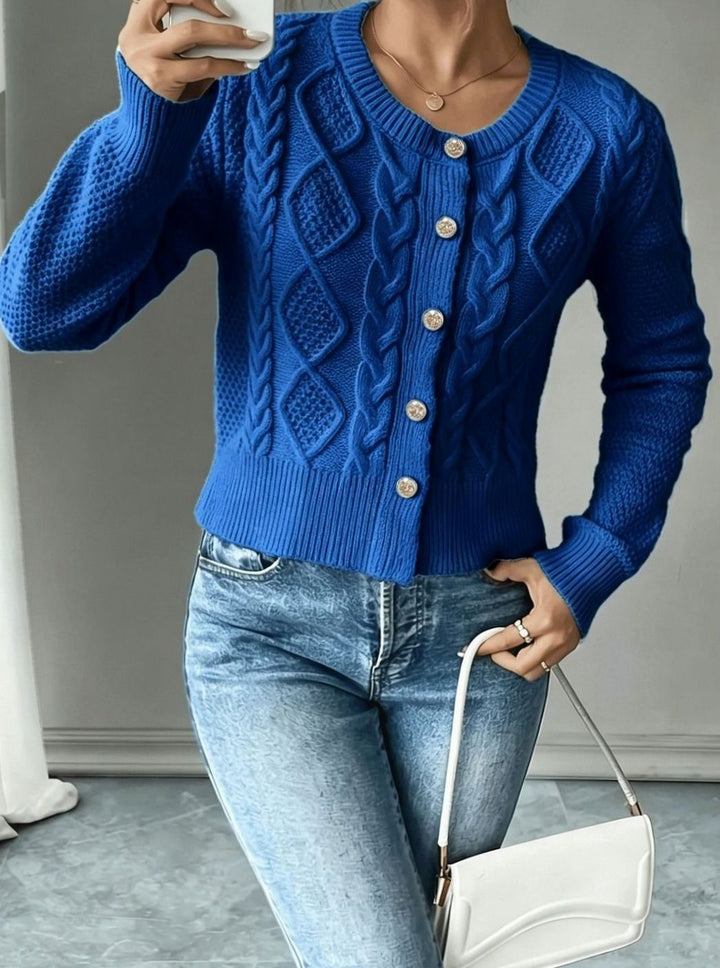 Women's Cable-Knit Button-Front Cropped Cardigan
