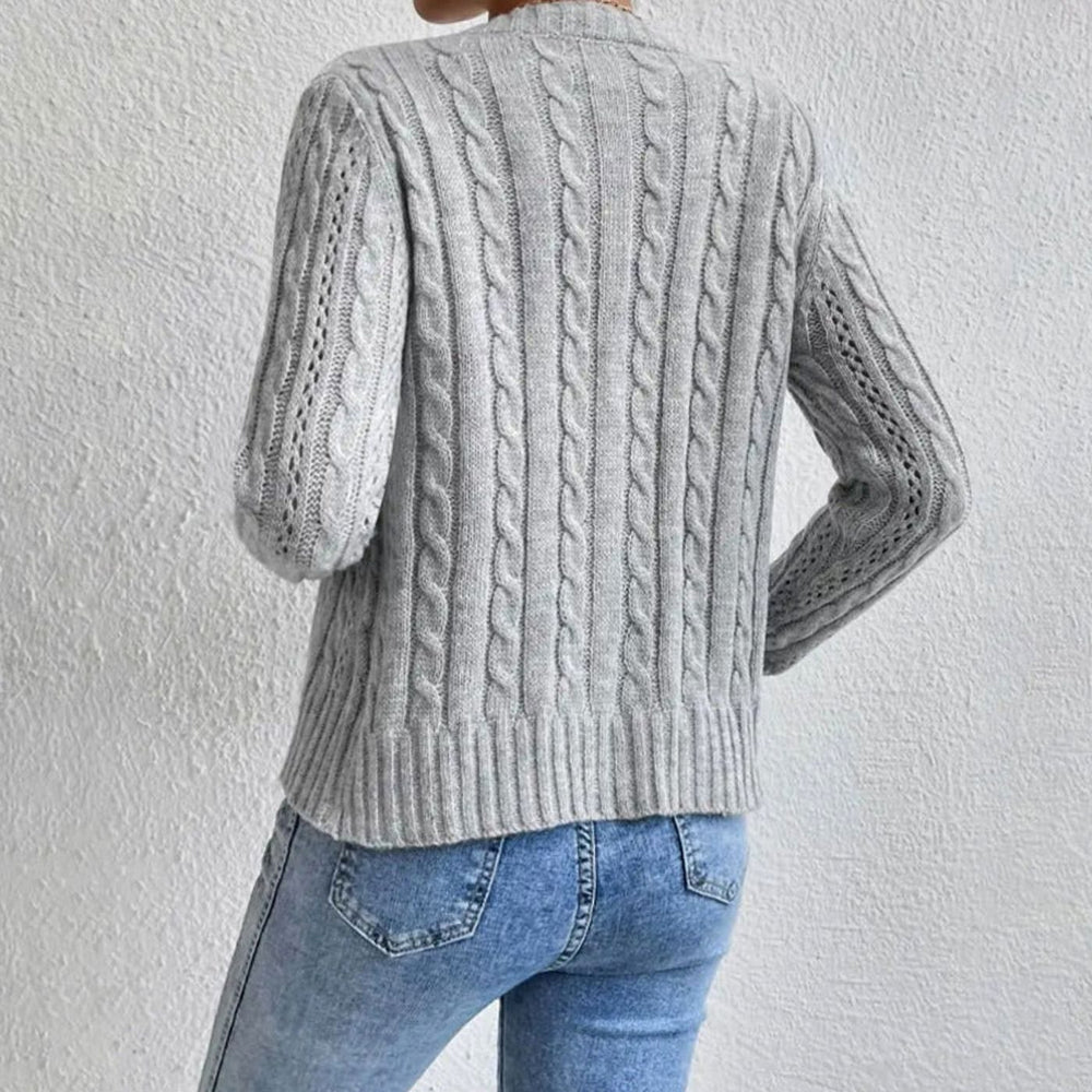 Women's Cable Knit Button-Front Cropped Cardigan Sweater