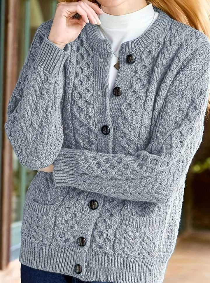 Women's Cable-Knit Button-Front Relaxed Cardigan Sweater