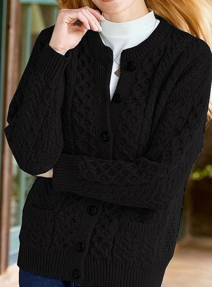 Women's Cable-Knit Button-Front Relaxed Cardigan Sweater