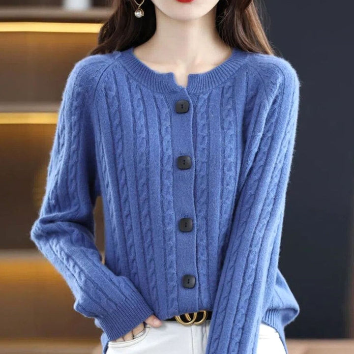 Women's Cable-Knit Button-Up Relaxed Fit Winter Cardigan