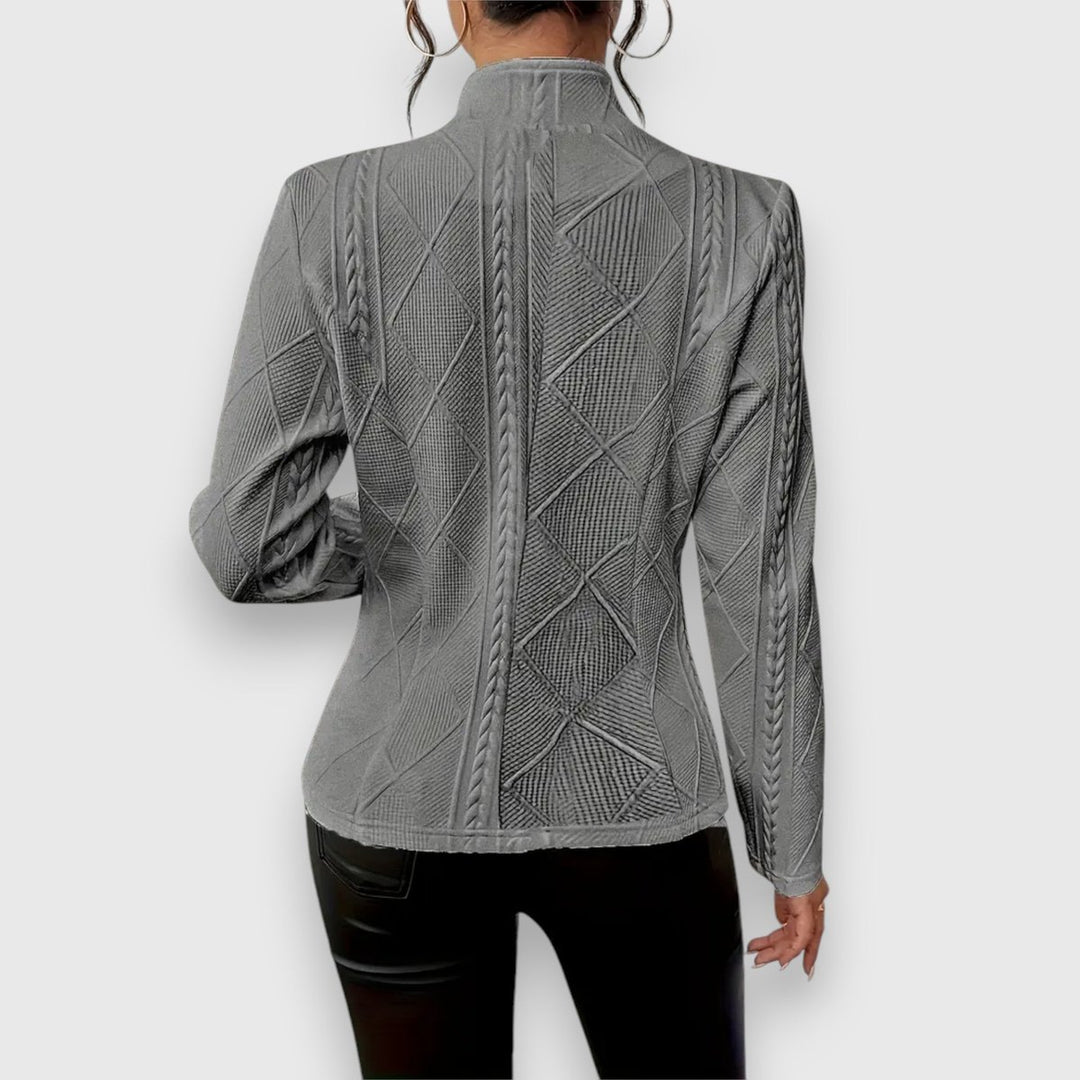Women's Cable-Knit Mock-Neck Long-Sleeve Fitted Sweater