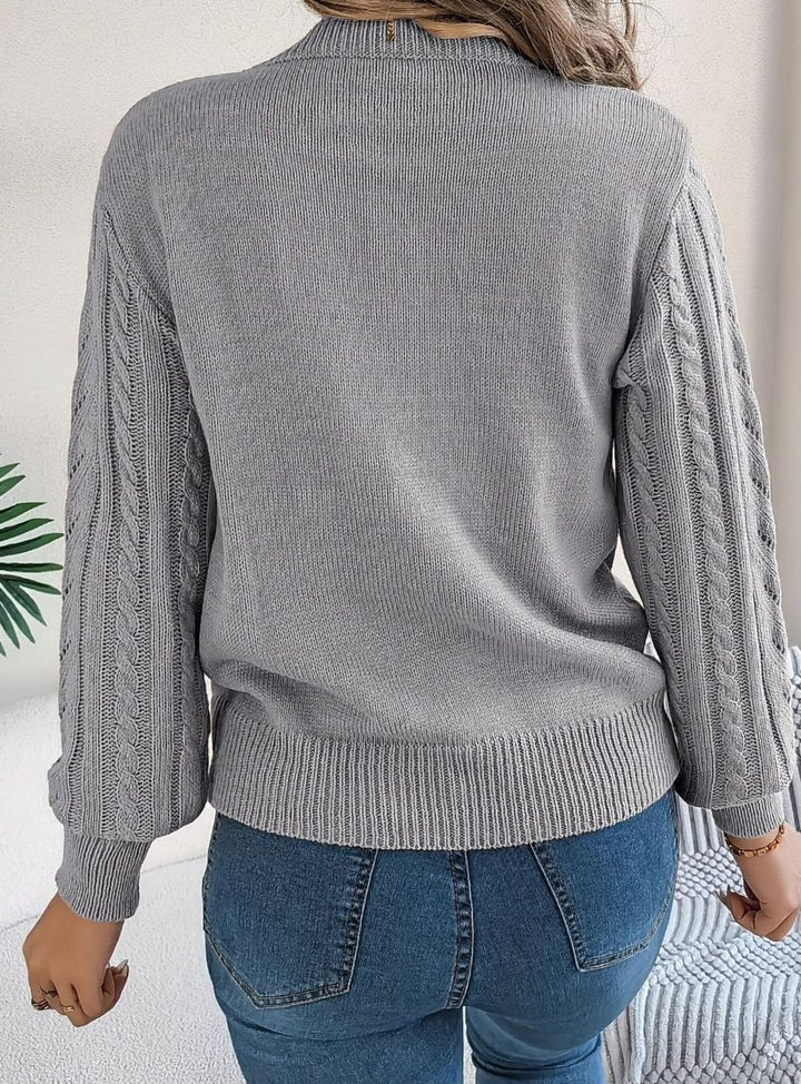 Women's Cable-Knit Openwork Relaxed Crewneck Sweater