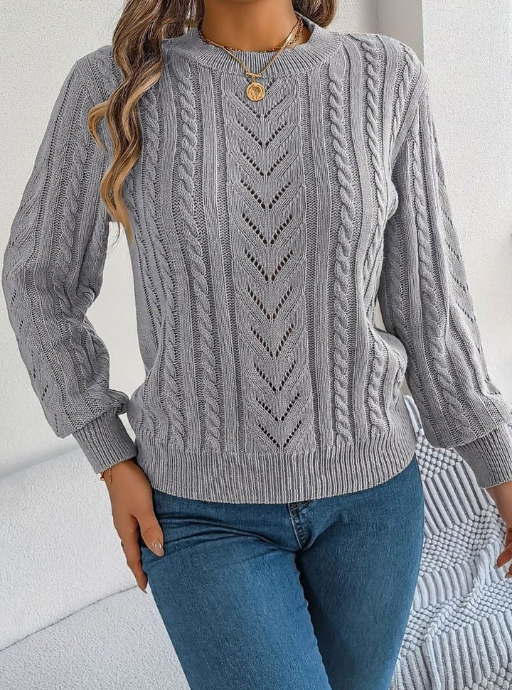 Women's Cable-Knit Openwork Relaxed Crewneck Sweater