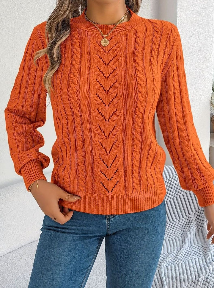 Women's Cable-Knit Openwork Relaxed Crewneck Sweater