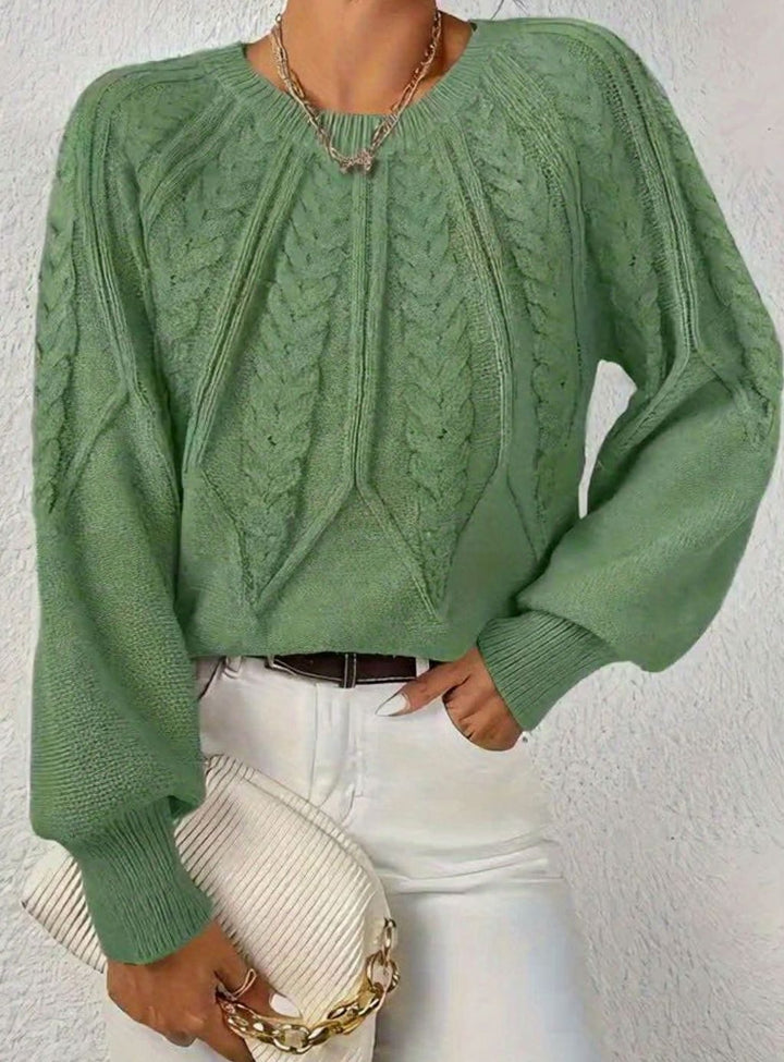 Women's Cable-Knit Raglan-Sleeve Round-Neck Sweater