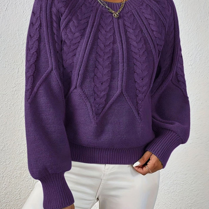 Women's Cable-Knit Raglan-Sleeve Round-Neck Sweater