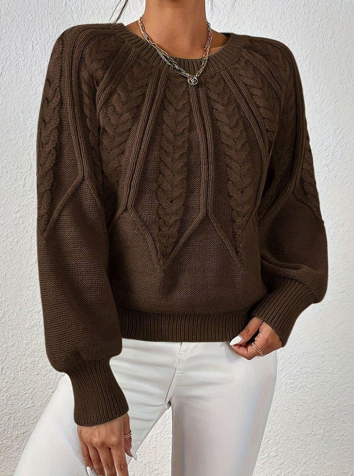 Women's Cable-Knit Raglan-Sleeve Round-Neck Sweater
