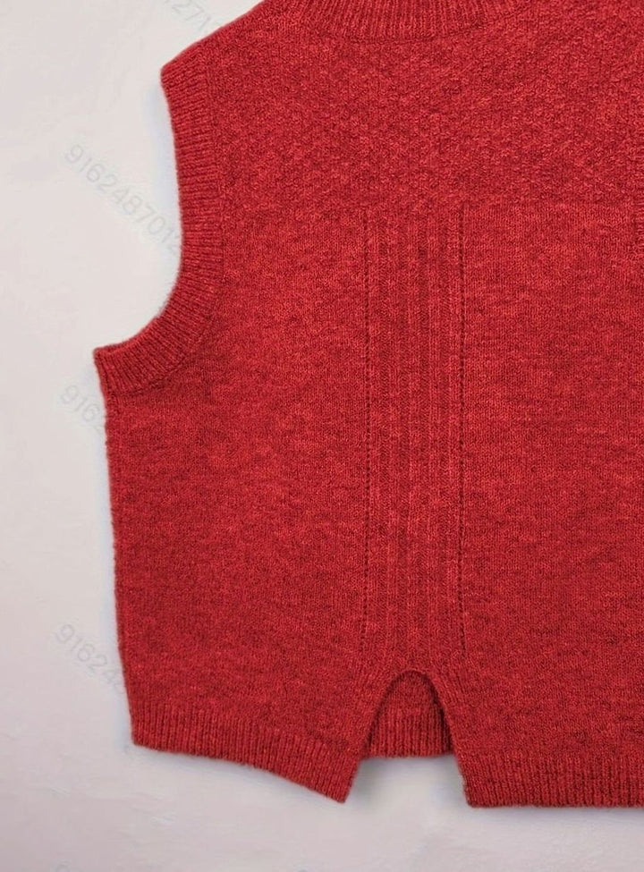 Women's Cable-Knit Sleeveless Sweater Vest Round Neck