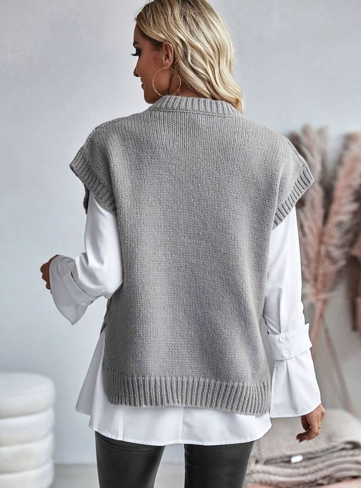 Women's Cable-Knit Sweater Vest Relaxed-Fit Pullover