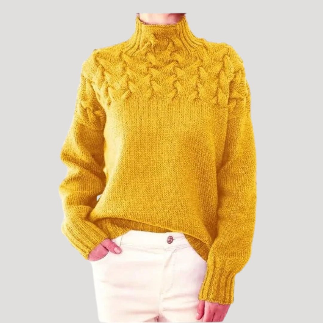 Women's Cable Knit Turtleneck Pullover Sweater - Yellow