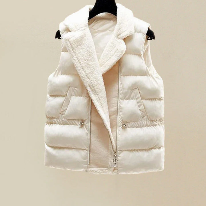 Women's Cable-Knit Turtleneck Quilted Vest Wide-Leg Three-Piece Loungewear Set