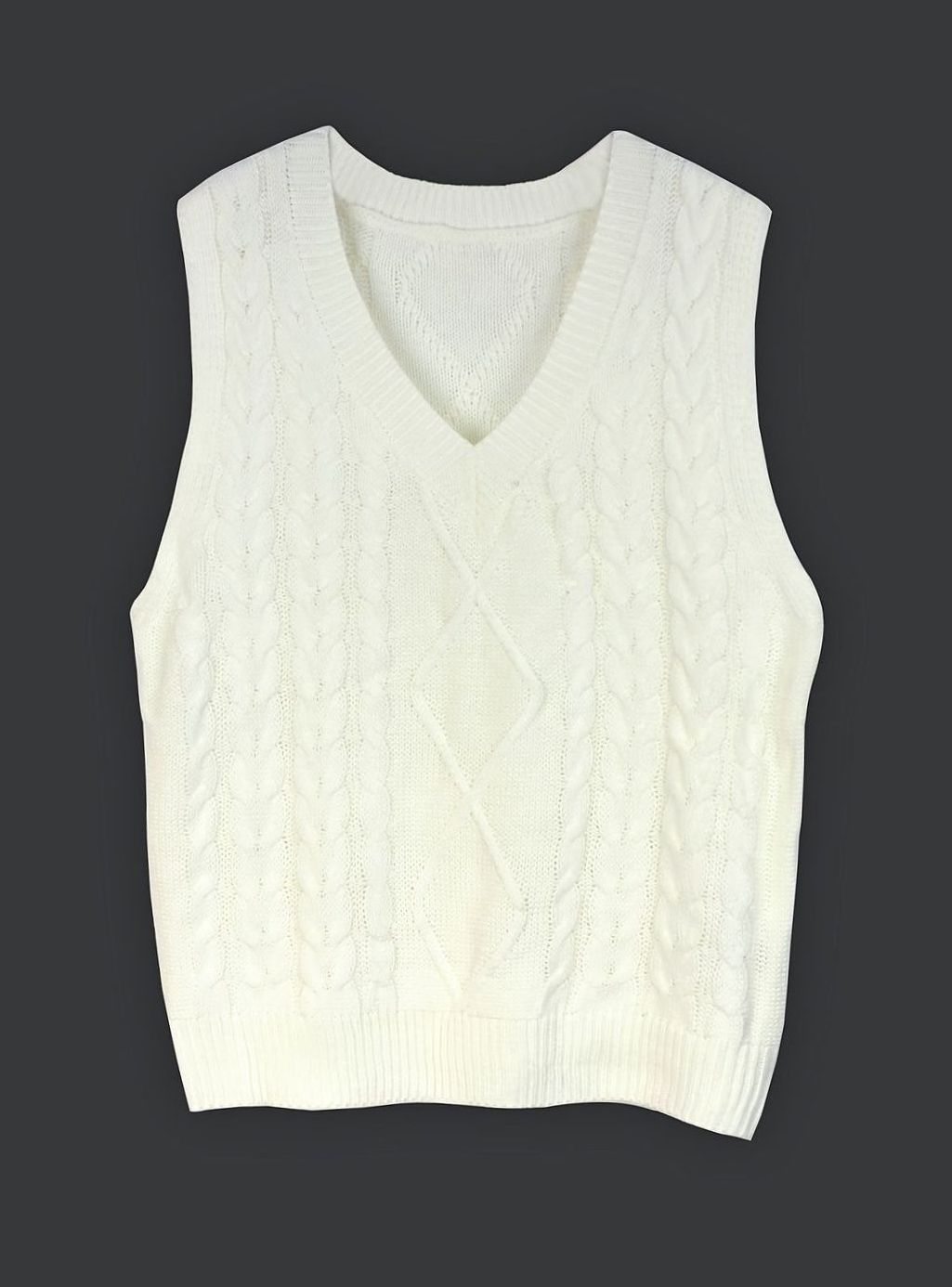 Women's Cable-Knit V-Neck Sweater Vest Relaxed Fit