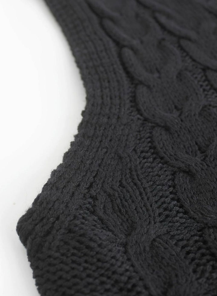Women's Cable-Knit V-Neck Sweater Vest Relaxed Fit