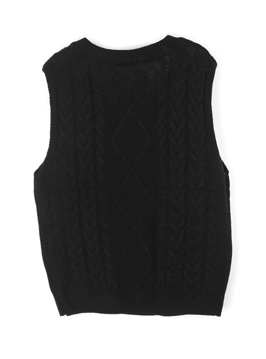 Women's Cable-Knit V-Neck Sweater Vest Relaxed Fit