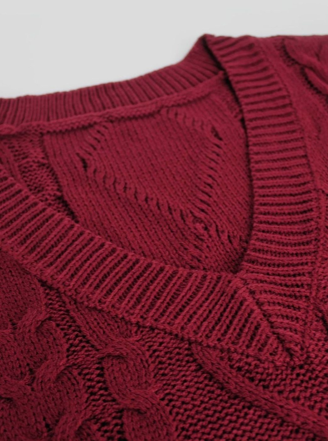 Women's Cable-Knit V-Neck Sweater Vest Relaxed Fit