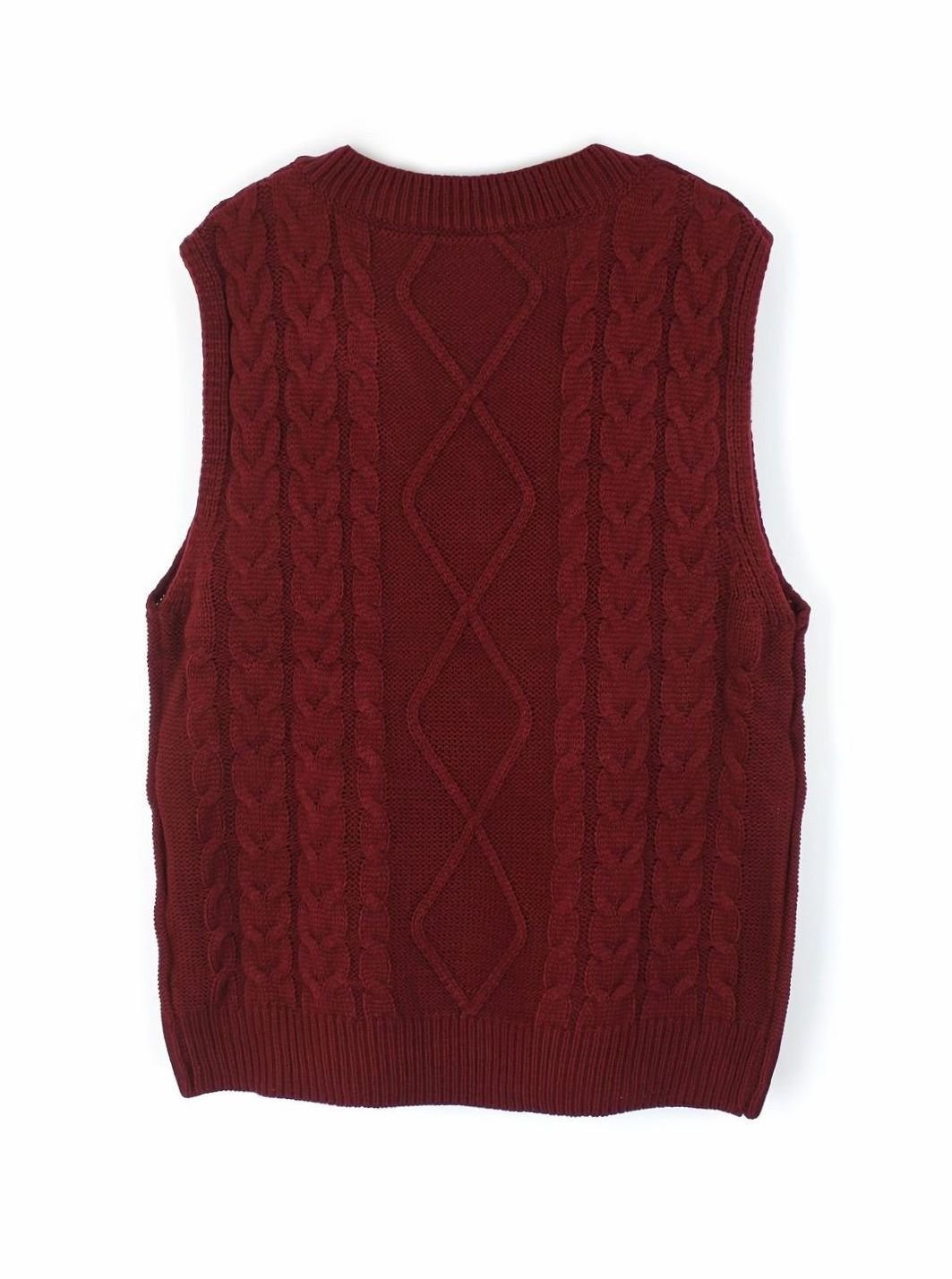 Women's Cable-Knit V-Neck Sweater Vest Relaxed Fit