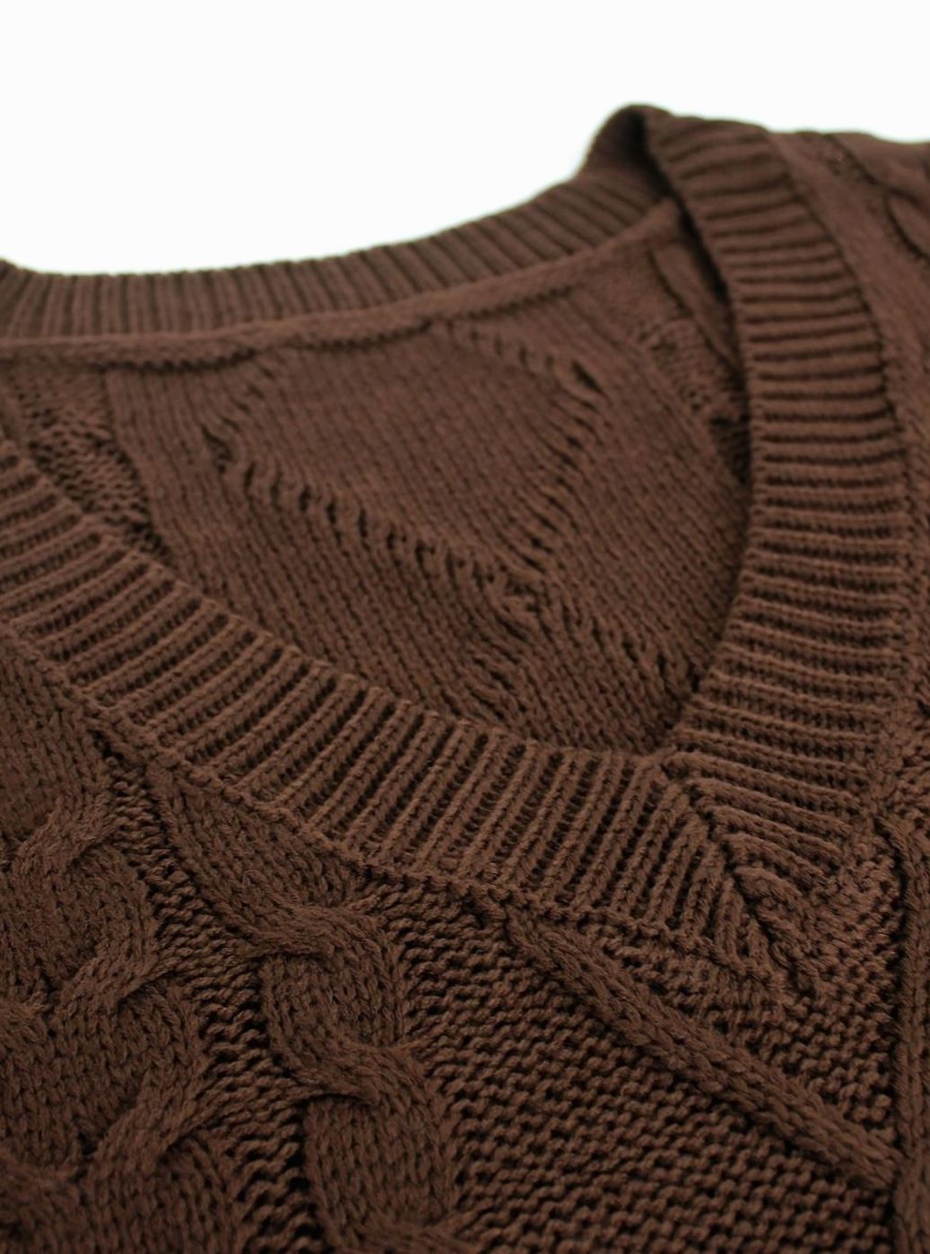 Women's Cable-Knit V-Neck Sweater Vest Relaxed Fit