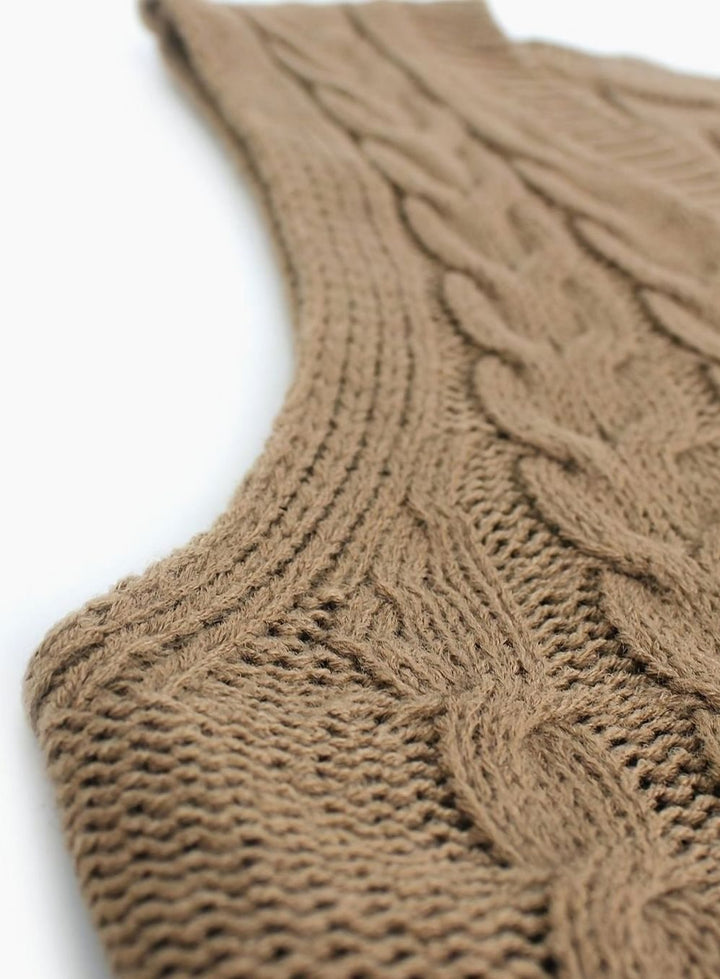 Women's Cable-Knit V-Neck Sweater Vest Relaxed Fit