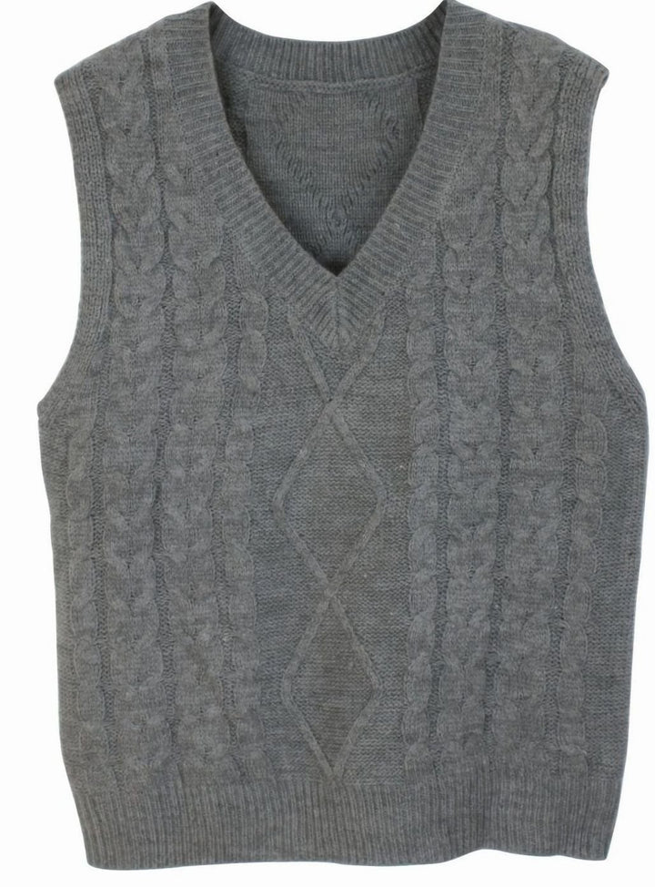 Women's Cable-Knit V-Neck Sweater Vest Relaxed Fit