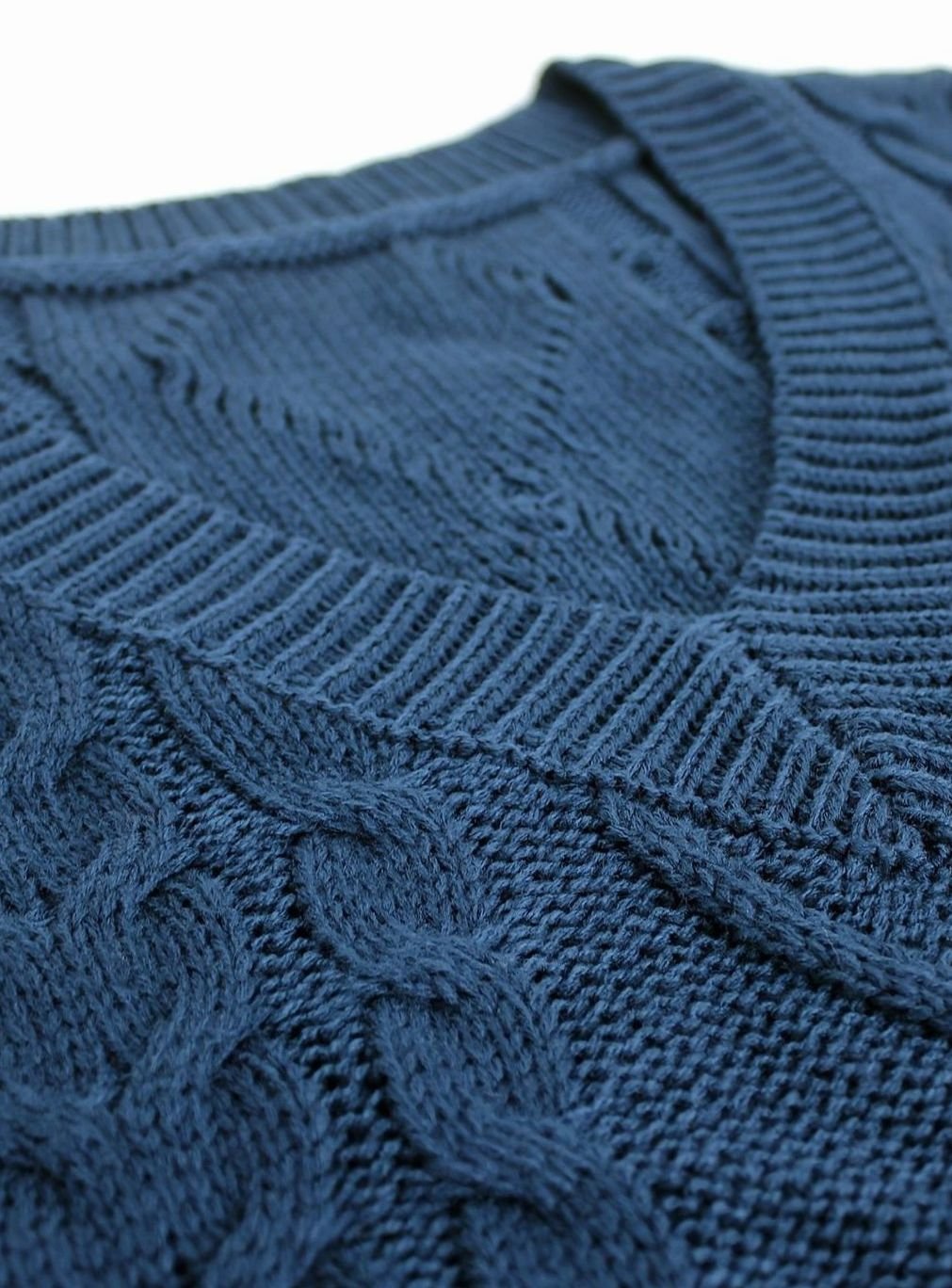 Women's Cable-Knit V-Neck Sweater Vest Relaxed Fit