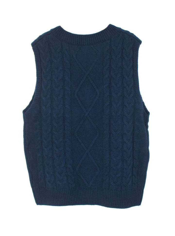 Women's Cable-Knit V-Neck Sweater Vest Relaxed Fit