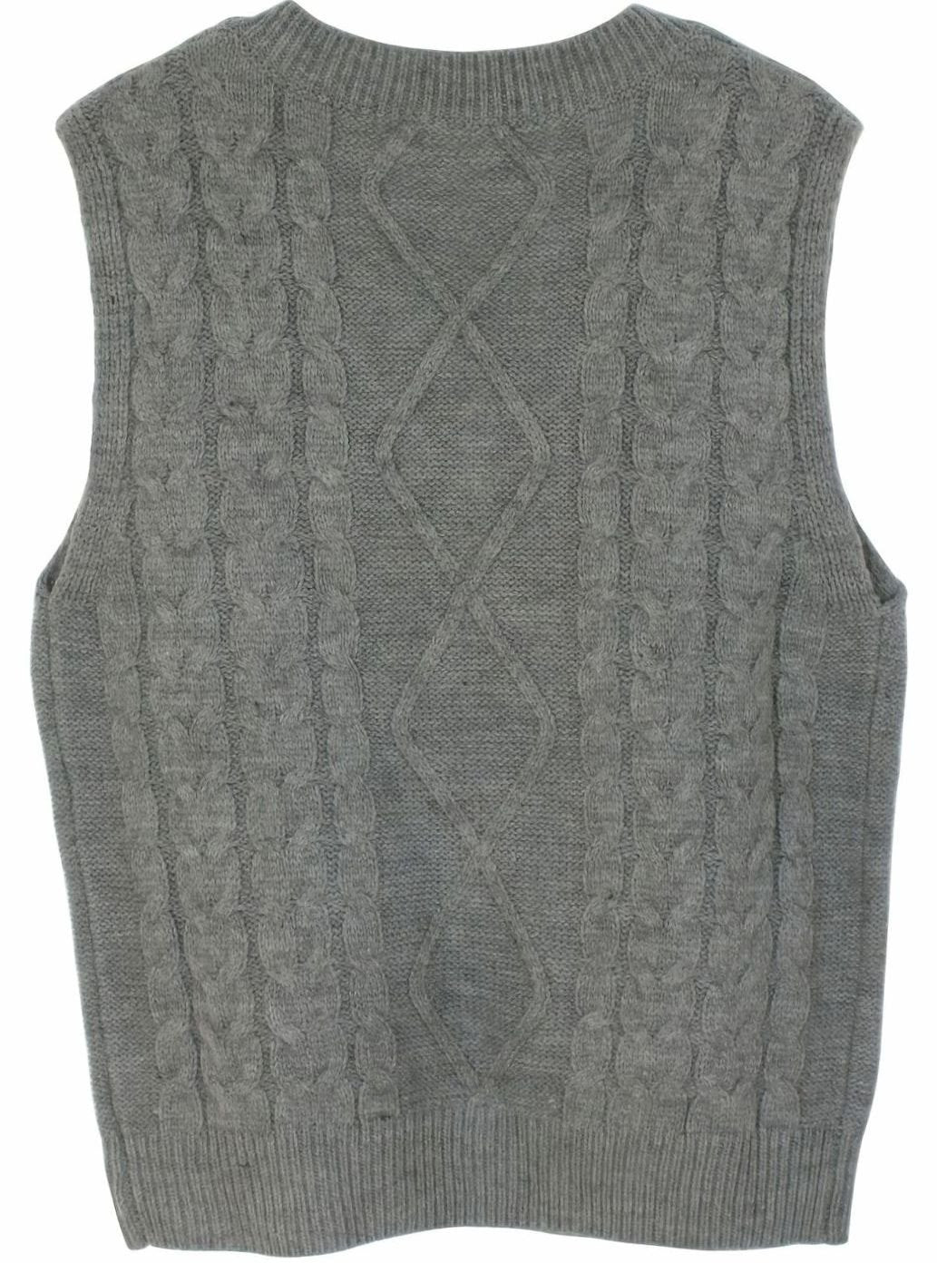 Women's Cable-Knit V-Neck Sweater Vest Relaxed Fit