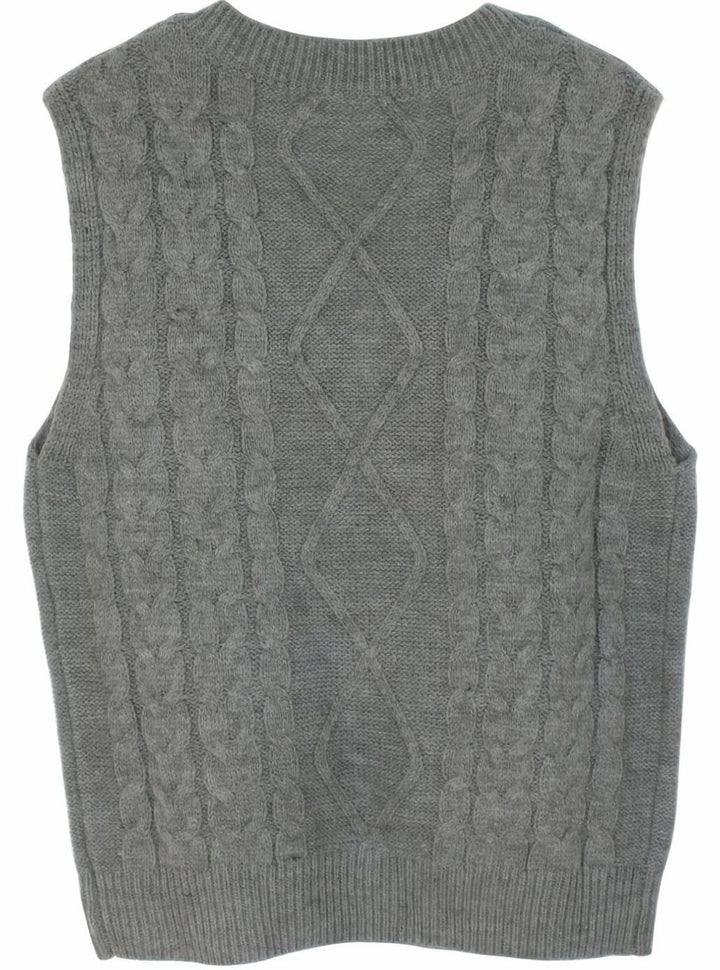 Women's Cable-Knit V-Neck Sweater Vest Relaxed Fit