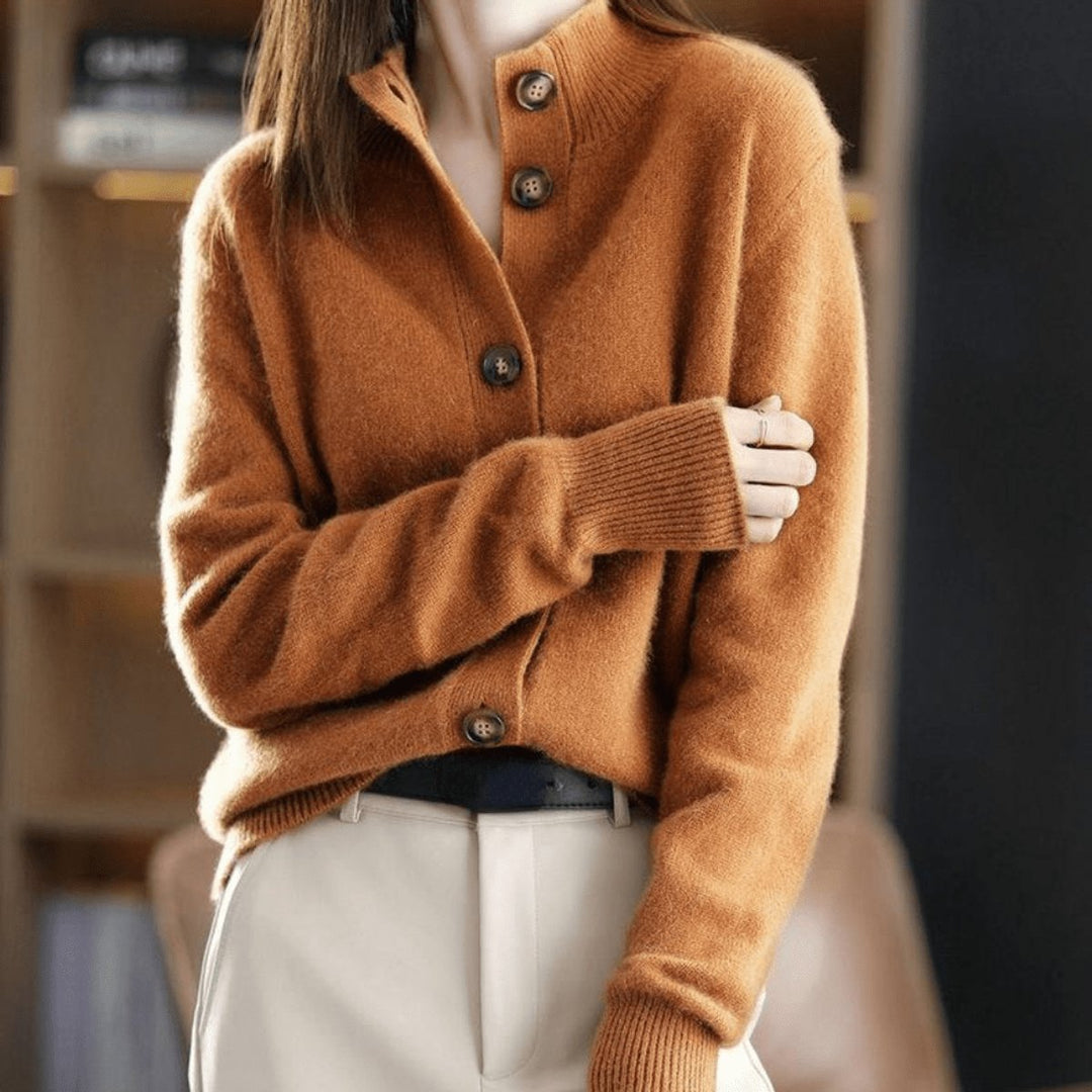 Women's Cashmere Blend Button-Front Knit Cardigan - Orange