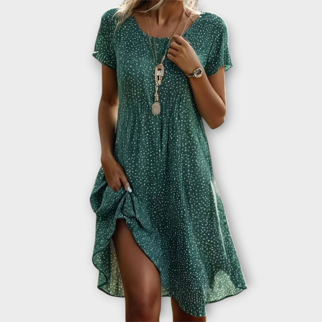 Women's Casual Flowy Polka Dot A-Line Midi Dress