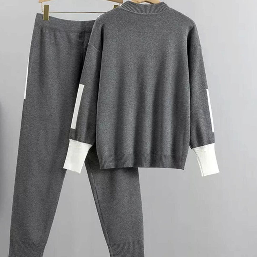 Women's Casual Knit Two-Piece Sweater Pants Set Drawstring Jogger