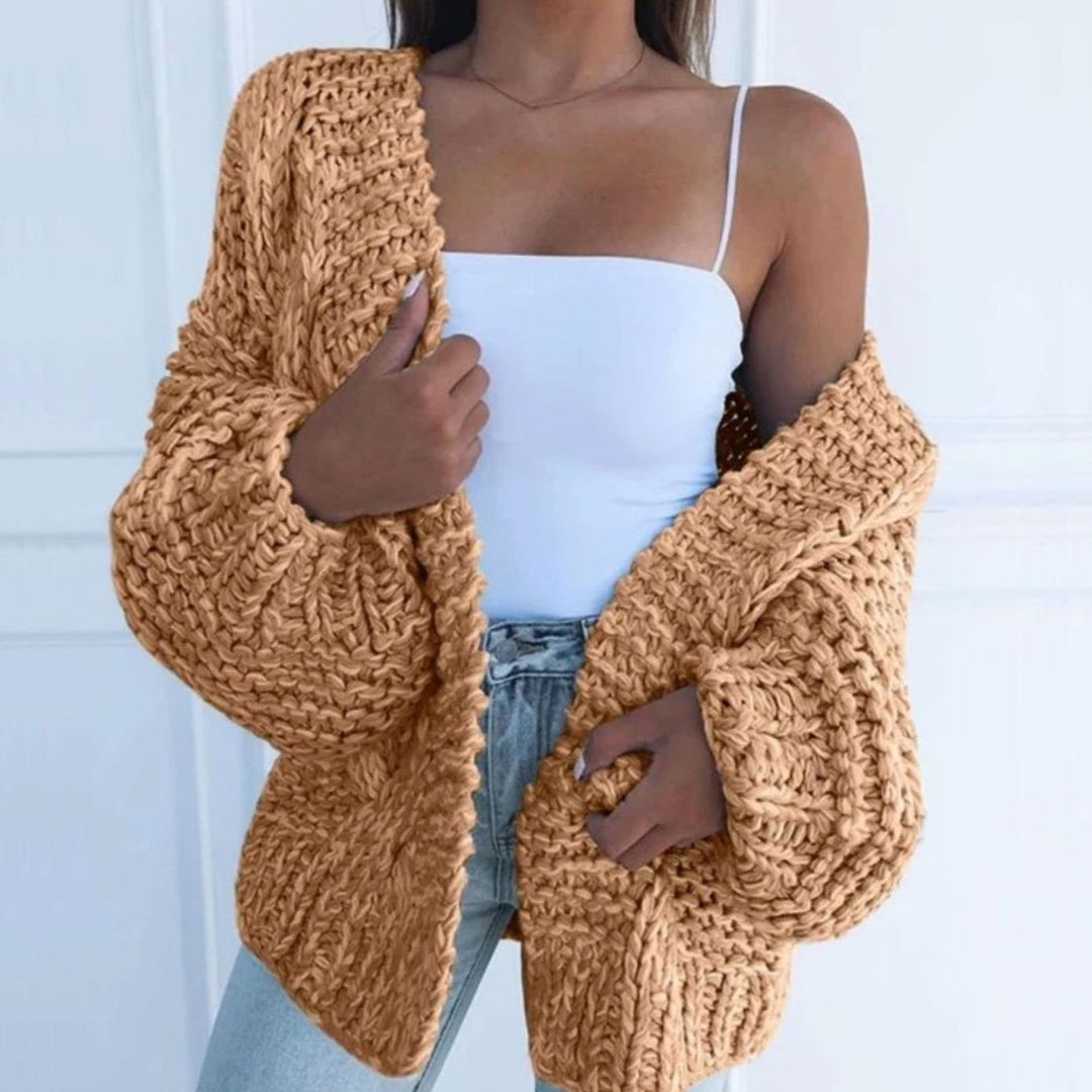 Women's Chunky Knit Open-Front Oversized Cardigan Sweater