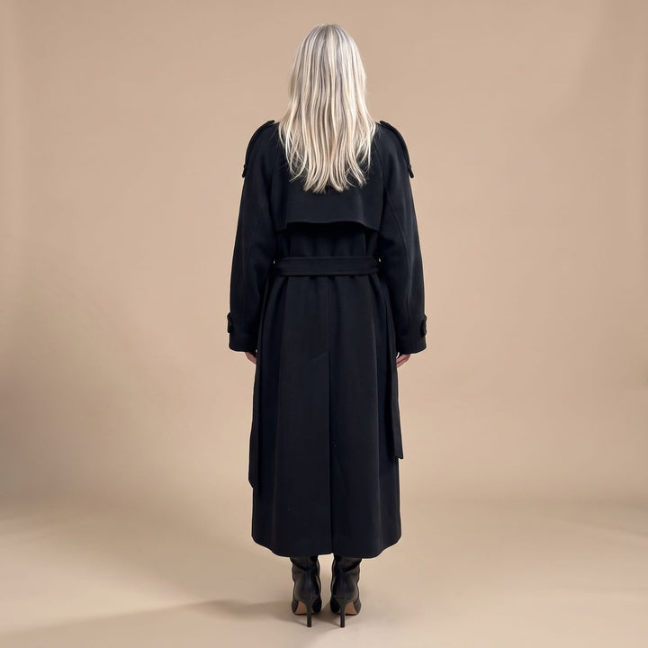 Women's Classic Double-Breasted Long Belted Trench Coat