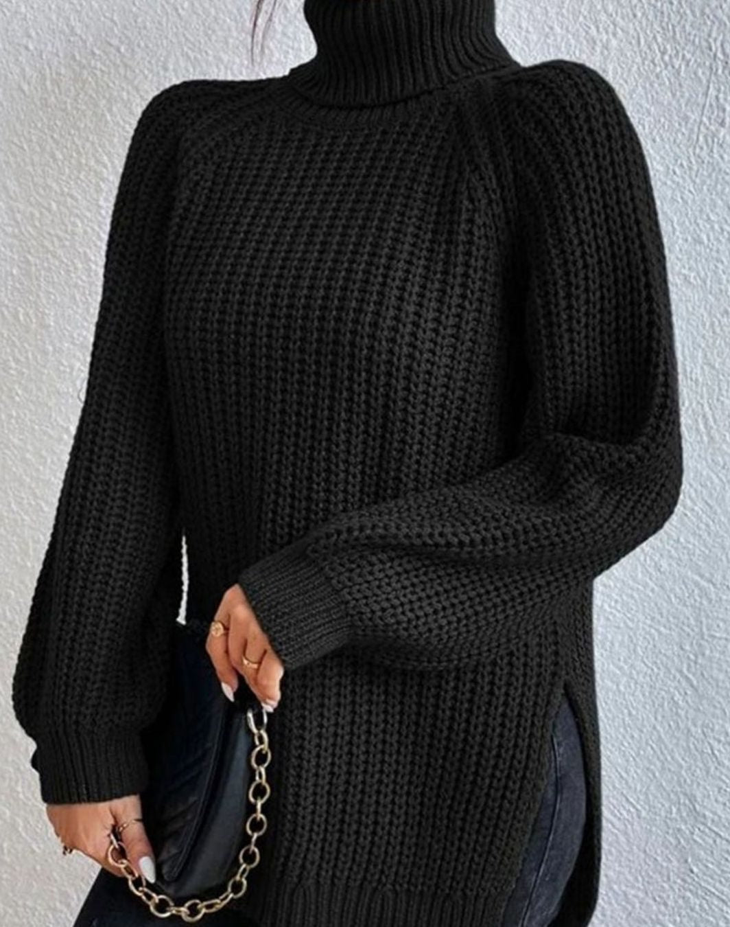 Women's Classic Ribbed Turtleneck Sweater Long Sleeve Knit