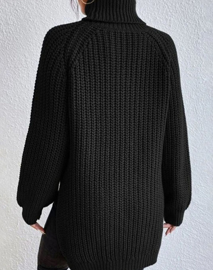 Women's Classic Ribbed Turtleneck Sweater Long Sleeve Knit