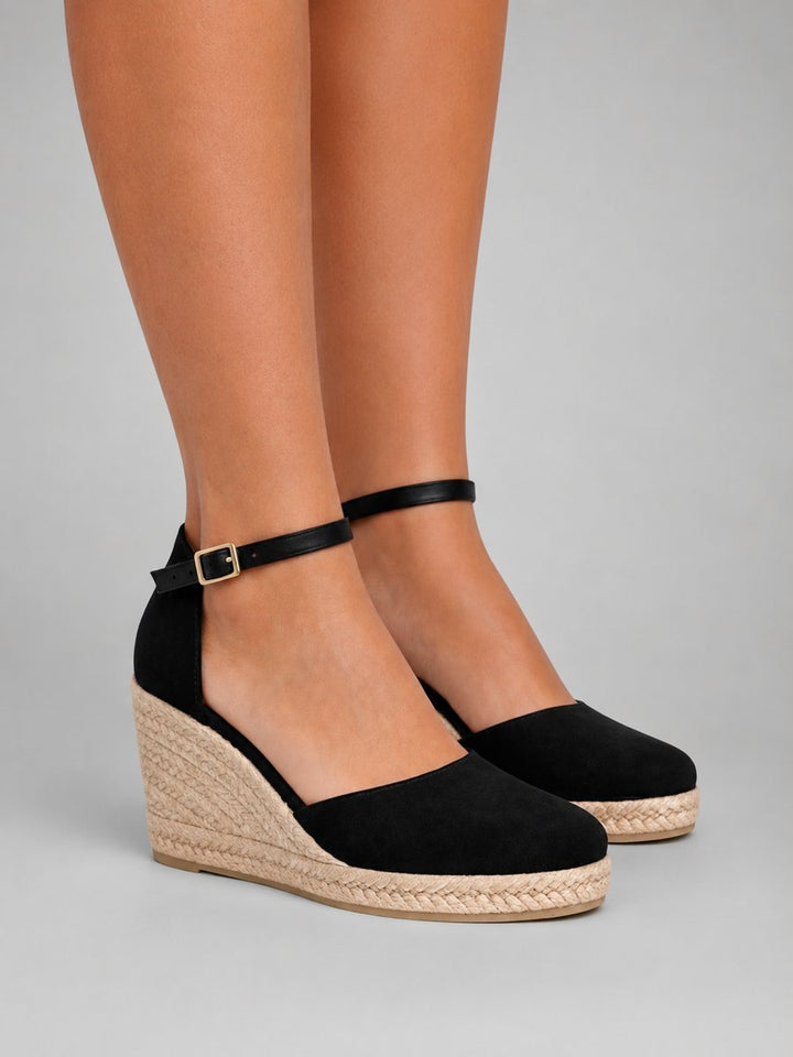 Women's Closed-Toe Espadrille Wedge Sandals Ankle Strap