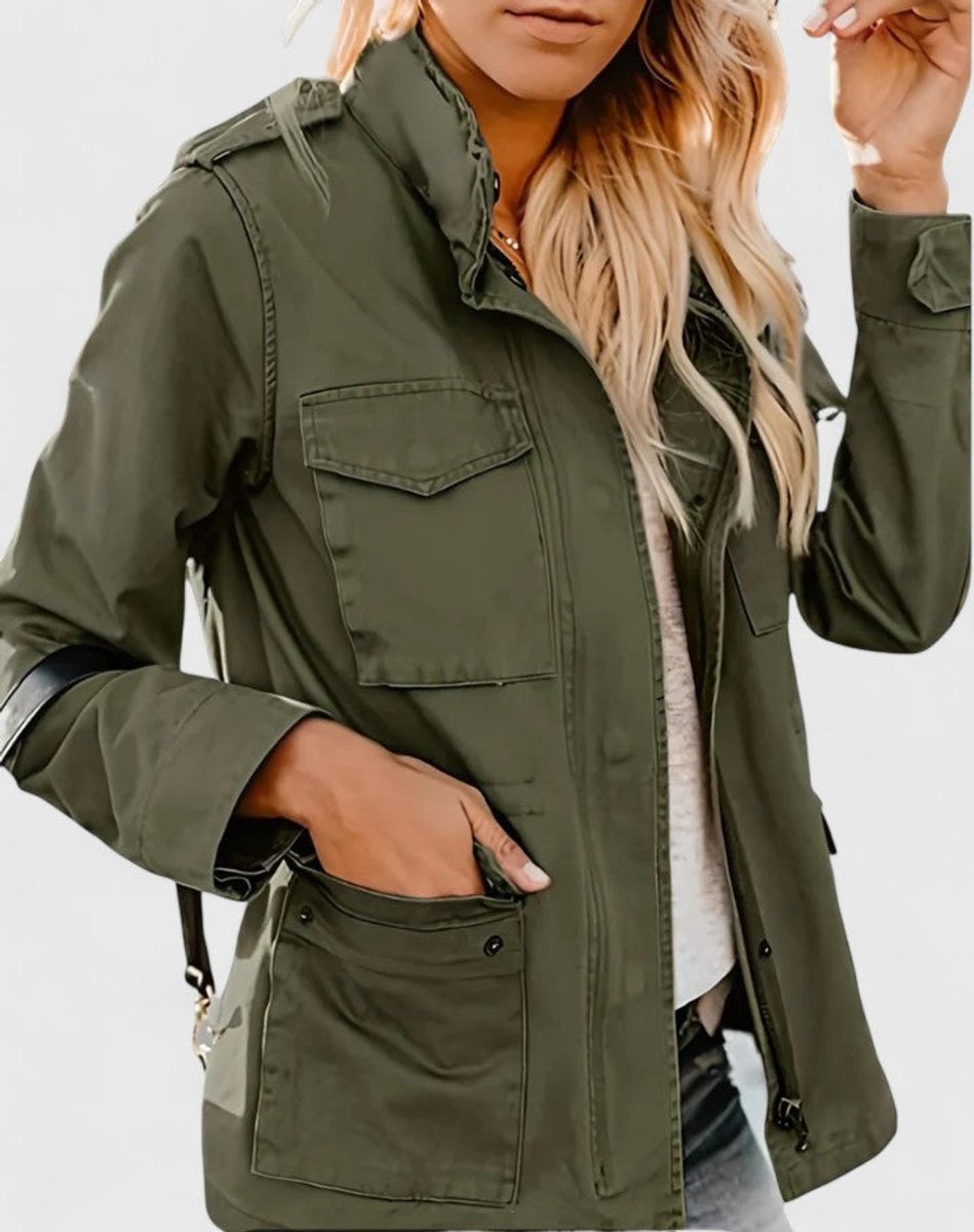Women's Coat Lightweight Utility Jacket Drawstring Waist