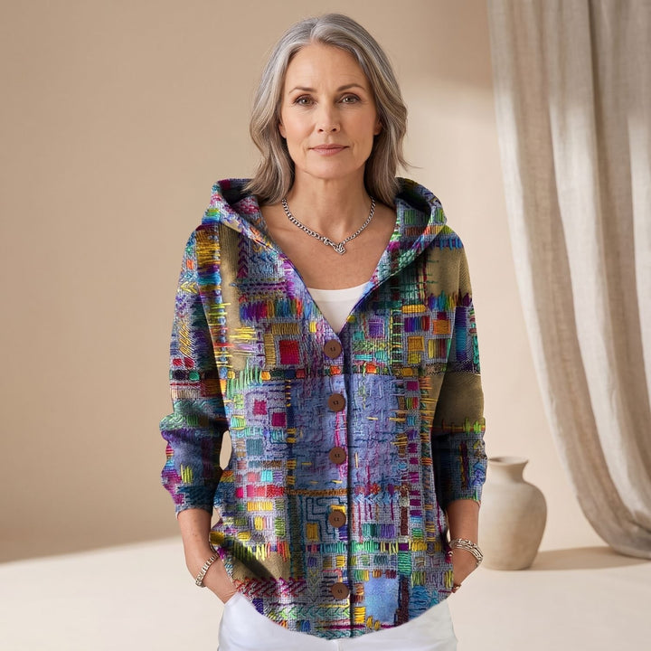 Women's Colorblock Hooded Button-Front Cardigan - Purple