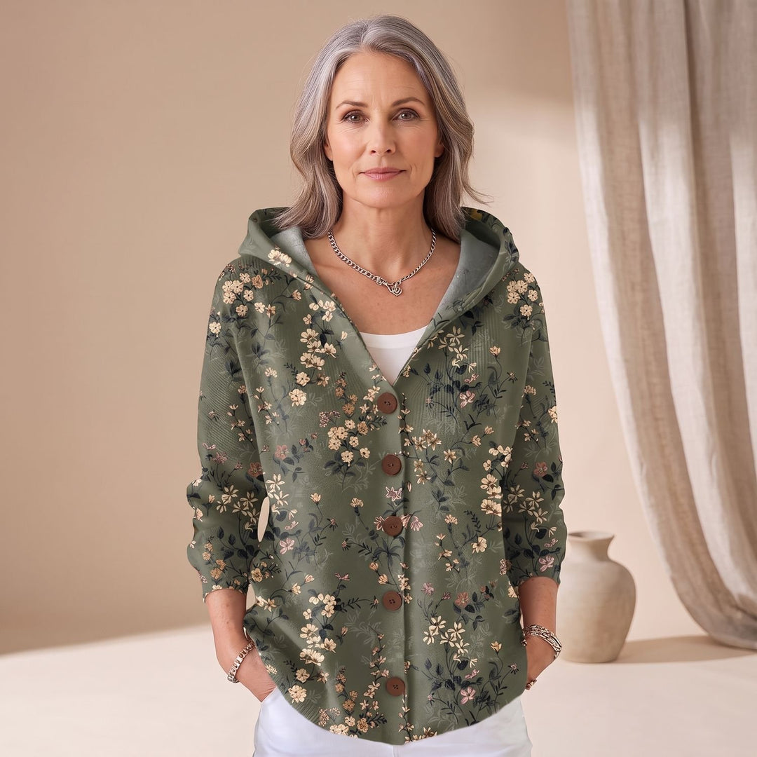 Women's Colorblock Hooded Button-Front Cardigan - Dark Green