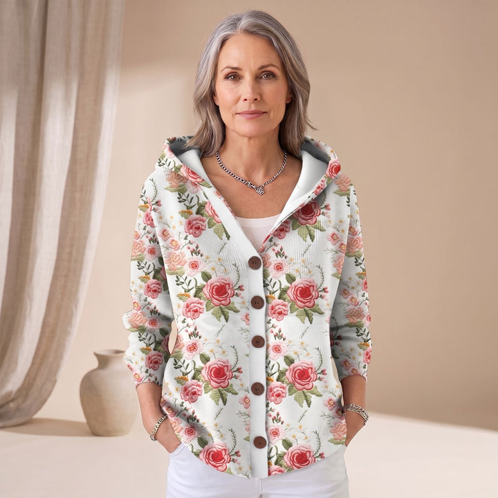 Women's Colorblock Hooded Button-Front Cardigan - Powder Pink