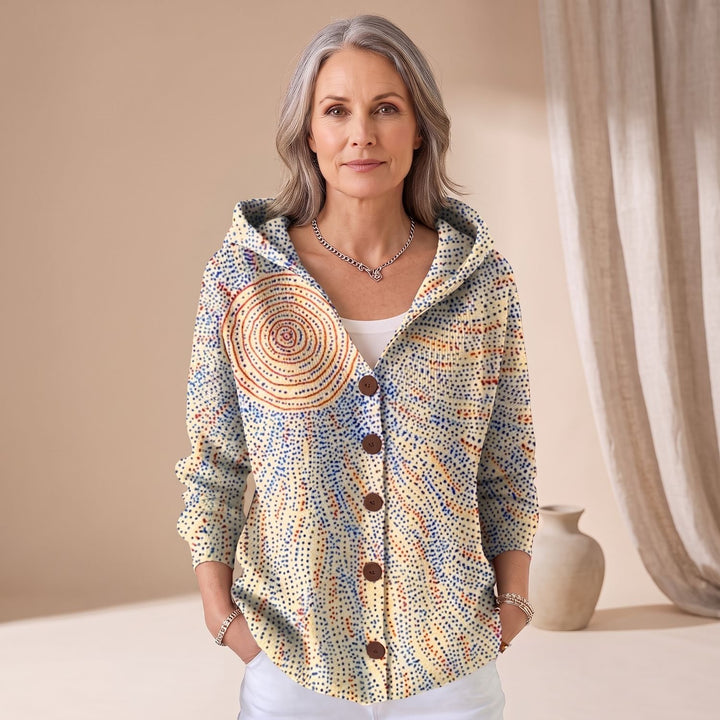 Women's Colorblock Hooded Button-Front Cardigan - Light Yellow