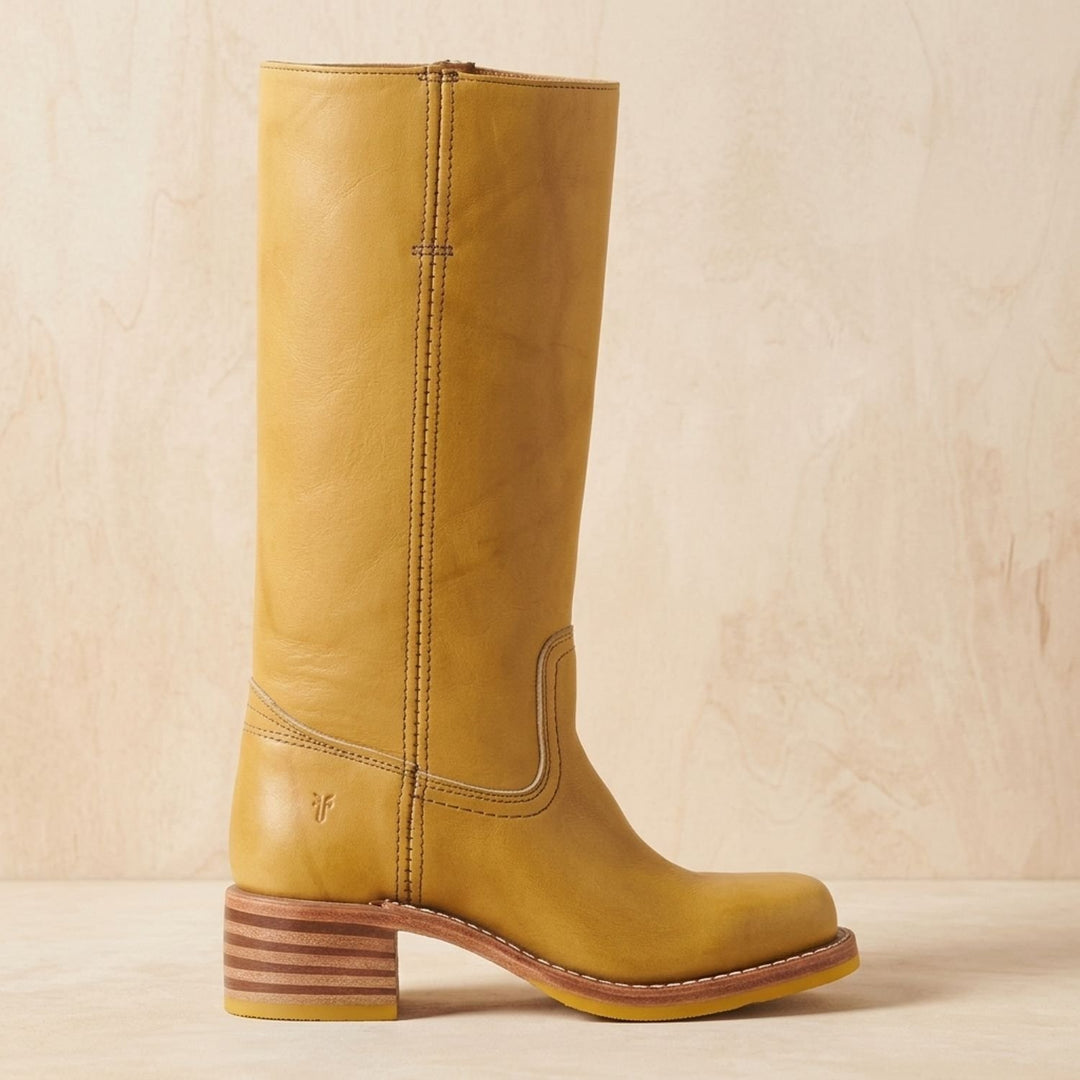Women's Cowboy Knee-High Leather Block-Heel Boots
