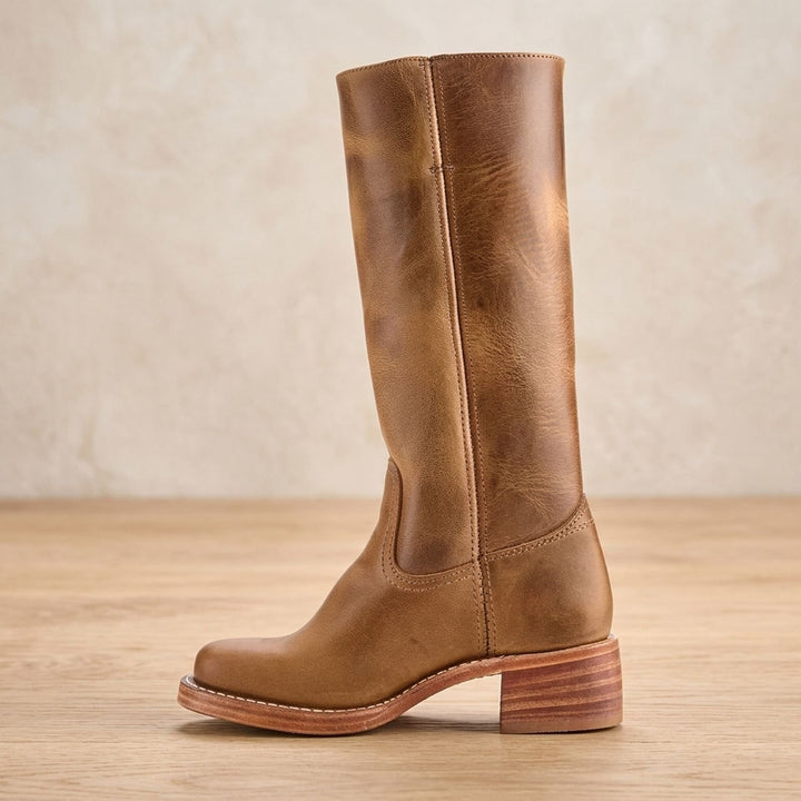 Women's Cowboy Knee-High Leather Block-Heel Boots