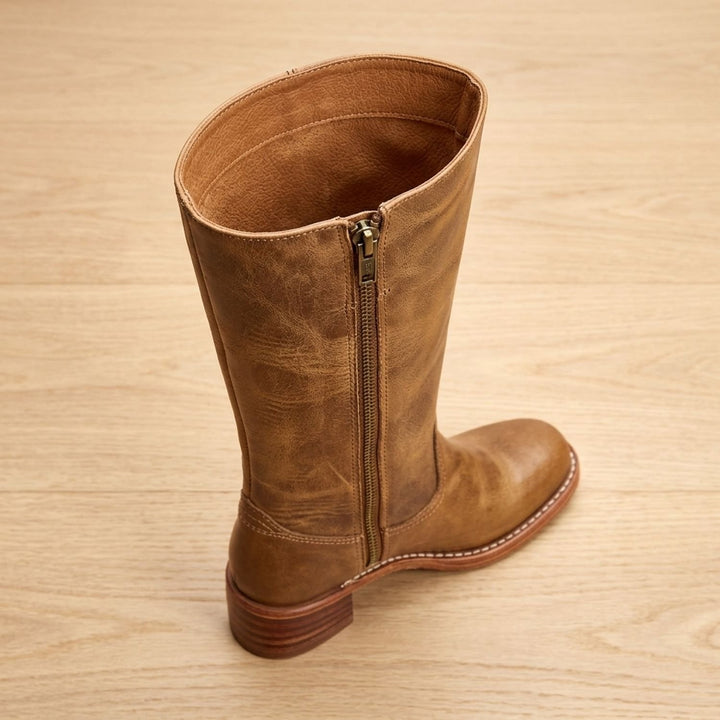 Women's Cowboy Knee-High Leather Block-Heel Boots