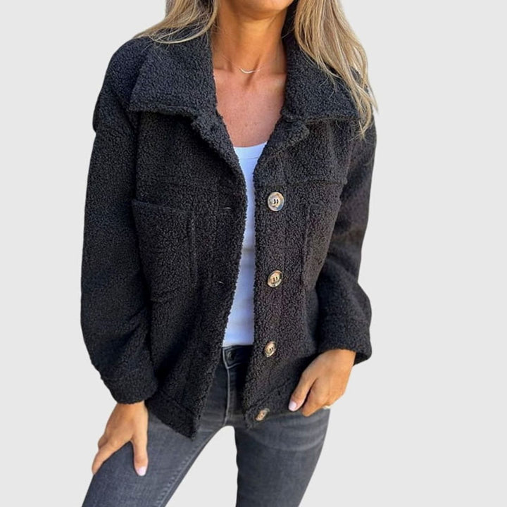 Women's Cozy Sherpa Button-Front Collared Jacket