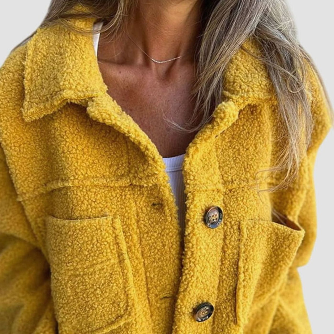 Women's Cozy Sherpa Button-Front Collared Jacket