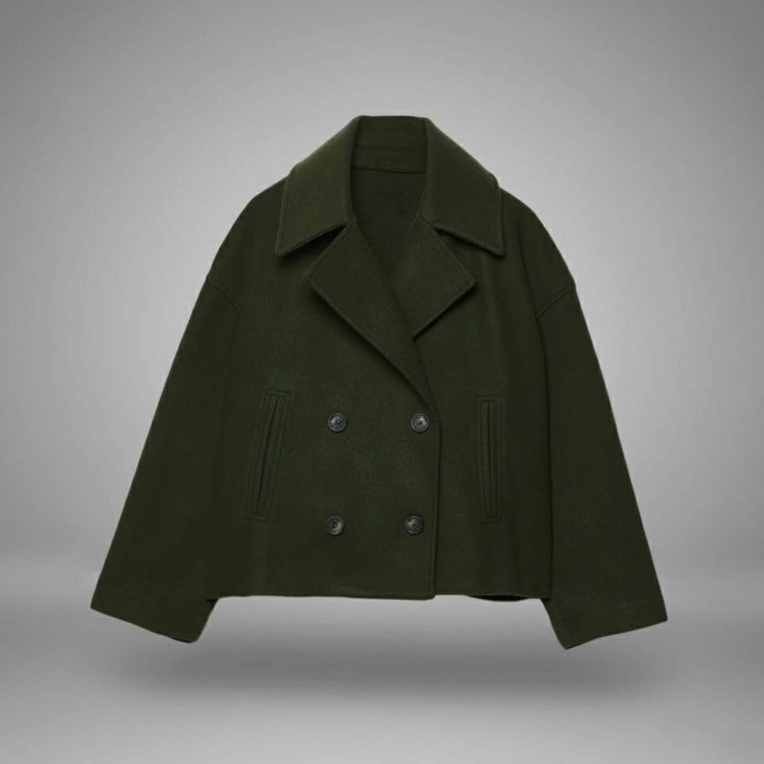 Women's Cropped Double-Breasted Short Jacket Tailored Coat