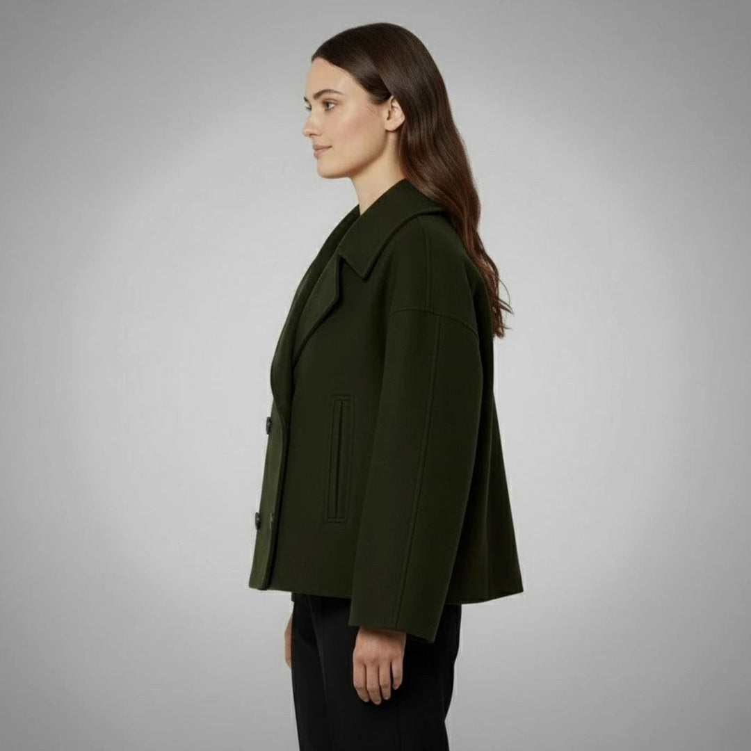 Women's Cropped Double-Breasted Short Jacket Tailored Coat