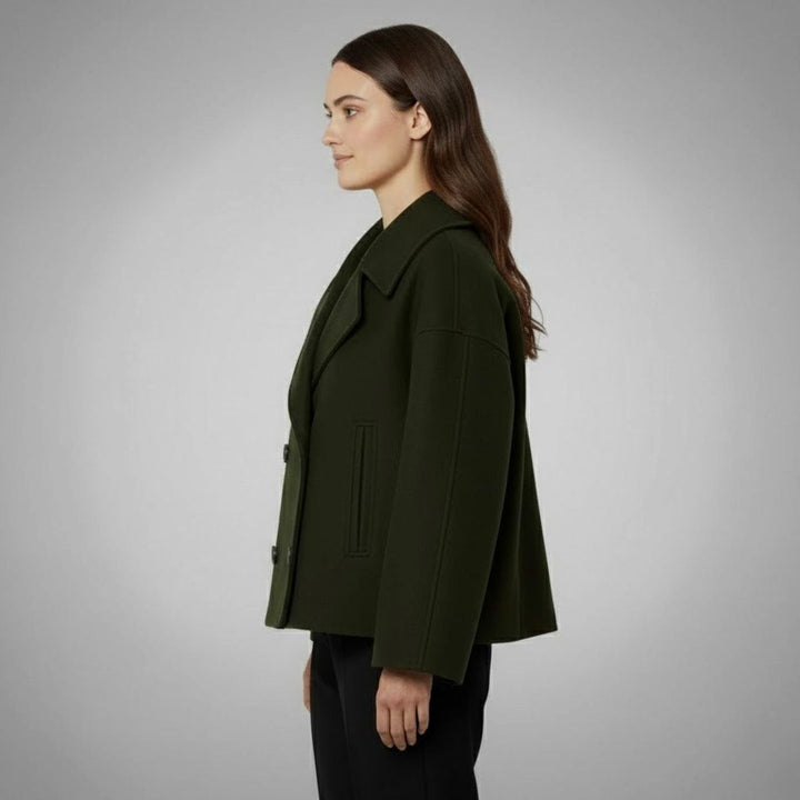 Women's Cropped Double-Breasted Short Jacket Tailored Coat